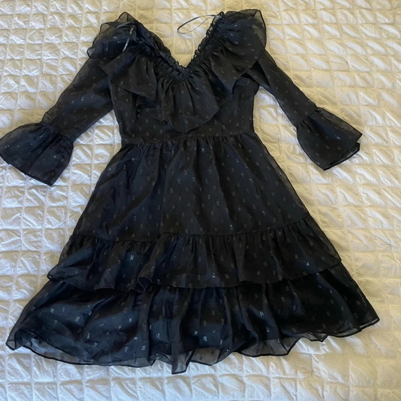 Miss Me black chiffon ruffle mini dress - Picture 1 of 9